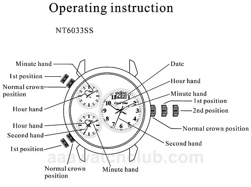 Triple Time Zone Watch Manual NT6033SS
